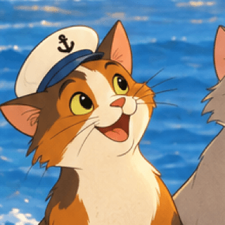 Abby, una gata calicó con gorra de marinero